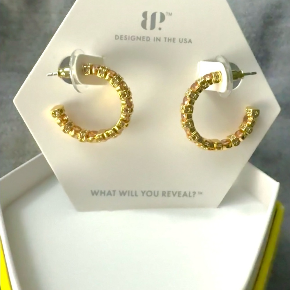 Bomb Party Gold Smokey Topaz Hoop Earrings
